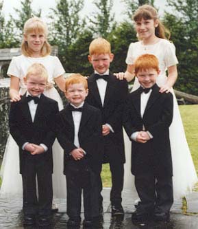 Genny and Ana, flowergirls; Cahill, Ronan, Darragh and Steven, ringbearers